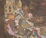 Egon Schiele Edge of Town (Kruman Town Crescent III) (mk12) Sweden oil painting artist